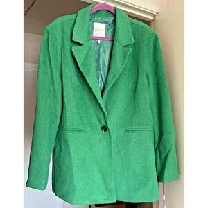 Avec Les Filles Bright Green Blazer 2XL Lined Notch Lapel Women's Jacket